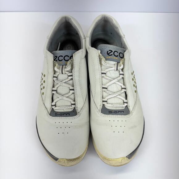 ECCO Biom Hybrid Hydromax Spikeless Golf Shoes Men Size 7 White Gray Yak Leather - Picture 5 of 11